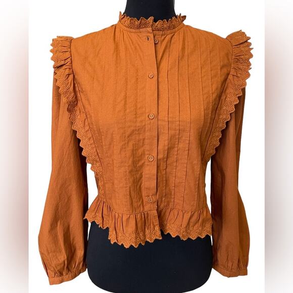 New ~ TREASURE & BOND ~ Delicate Fall Blouse  XXS 100% Cotton - Picture 1 of 7